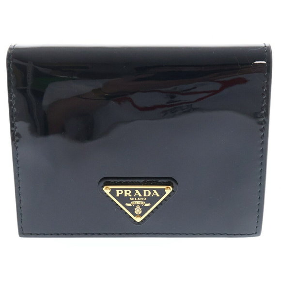 Prada Patent Triangle Black Wallet - Picture 1 of 5